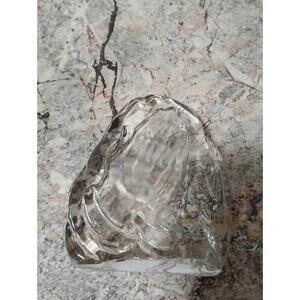 Vintage Clear Viking Glass Frosted Praying Hands Paperweight Ice Sculpture